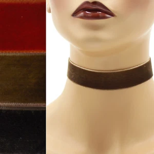 Brown Velvet Choker 7/8 inch (22 - 23 mm) wide custom adjustable ribbon necklace - Picture 1 of 8