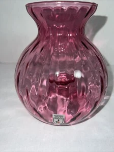 Vintage Pilgrim Cranberry Swirl Glass Vase/ Candleholder Red Handmade USA - Picture 1 of 10