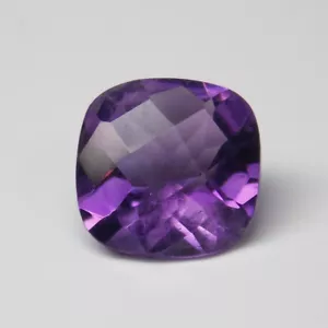 7mm CUSHION CHECKERBOARD DARK PURPLE AMETHYST LOOSE GEMSTONE - Picture 1 of 2