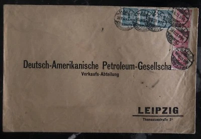 1923 Halle Germany Oversized Inflation Rate Cover American Petroleum To Leipzig - Image 1 of 2