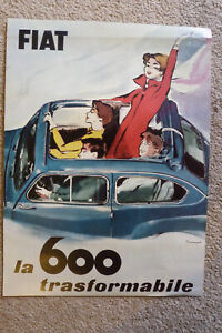 Fiat 600 Trasformabile - reproduction period advertising poster