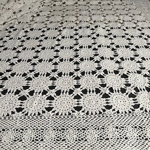 Crochet White Cotton Tablecloth 54x68” - Picture 1 of 12