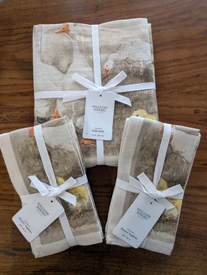 WILLIAMS-SONOMA Volaille Tablecloth Easter/Bunny/Ducks+8 Napkins-70x 108-NWT - Image 1 of 4