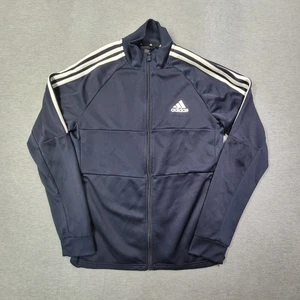 Adidas Jacke Herren Medium marineblau gestreift Prime Green durchgehender Reißverschluss Stehkragen Logo - Bild 1 von 10