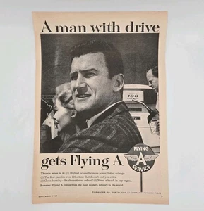 Flying A 100+ Octano Gas con Bomba 1959 Publicidad impresa - Imagen 1 de 3