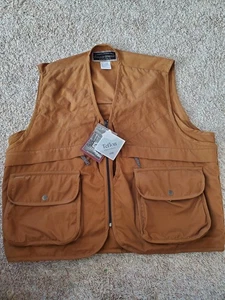 Field & Stream Hunting Shooting Vest Mens 2XL Brown Quilted Canvas Full Zip New! - Picture 1 of 7