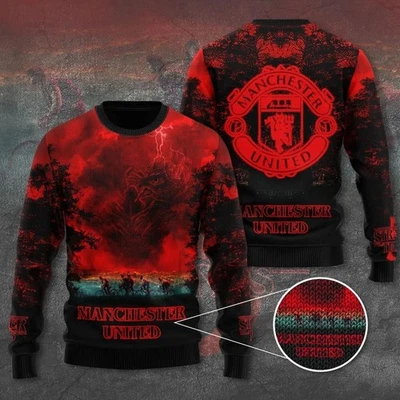Manchester United x Stranger Things Ugly Sweater - Christmas Gift 2025 - Image 1 of 4