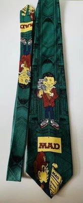 Corbata de seda vintage 1992 revista MAD Alfred E. Neuman cámara dibujos animados novedad Foto 1 de 4