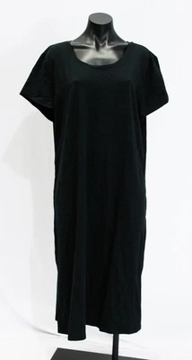 Denim & Co. Women's Petite Essentials Perfect Jersey Dress CA4 Black Size XL  - Image 1 of 4