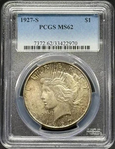 1927 S Peace Silver Dollar PCGS MS-62 - Picture 1 of 2
