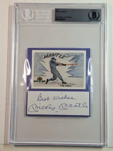 Yankees Mickey Mantle 1/1 Signed "BEST WISHES" CUT W PHOTO ON BACK BECKETT #8974 - Picture 1 of 3