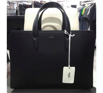 Bolso de negocios FENDI, cuero negro, 2 vías #PCJQBL Foto 1 de 4