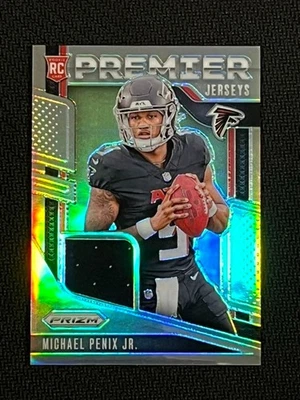 Michael Penix Jr Rookie Patch Card Silver Prizm Premier Jerseys Atlanta Falcons - Image 1 of 3