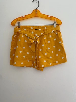 Pantalones Cortos Ann Taylor Loft Amarillo Lunares Mezcla Lino Talla Pequeña Nuevos Con Etiquetas Foto 1 de 3