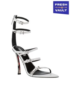RRP€1430 VERSACE PIN-POINT Leather Strappy Sandals US5 UK2 EU35 Made in Italy - Imagen 1 de 9