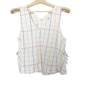 Madewell Womens Size Medium Side-Tie Tank Top Blouse Rainbow Windowpane New NWT - Picture 1 of 10