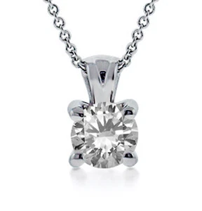 0.65 ct Round Cut Diamond Solitaire Pendant Necklace With 16 inch Chain 18 kt - Picture 1 of 2