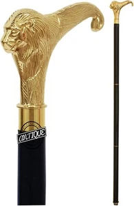 King Henry Style Lion Handle Walking Cane Fancy Costume Wooden Canes Men & Women - Picture 1 of 6