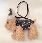 POOCHIE & Co DOG Plush Purse Black Sequins & Stars Curly Hair Party Hat Name Tag