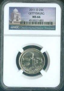 2011 D Gettysburg Quarter NGC MS66 . - Picture 1 of 2