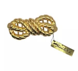 VTG 1994 Mimi di N Navy Knot Nautical Rope Oversized Chunky Gold Belt Buckle - Picture 1 of 3