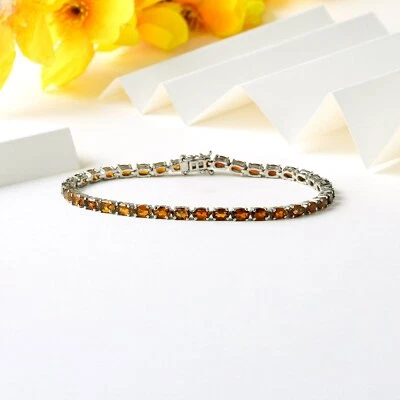 Natural Wine Tourmaline Tennis Bracelet in Platinum Plated Sterling Silv - Image 1 of 3