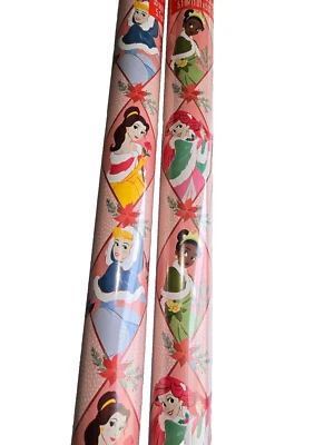 Hallmark Wrapping Paper Christmas Disney Princesses White 55 sq ft 2-Rolls New - Image 1 of 4