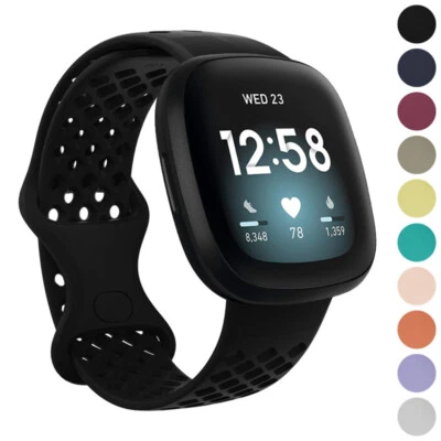 StrapsCo Perforated Silicone Rubber Infinity Watch Band Strap for Fitbit Sense 2