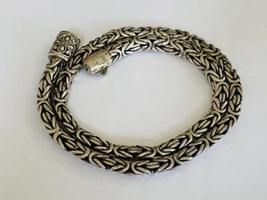 Collar de cadena de eslabones bizantinos de 7 mm de plata esterlina Bali pesado vintage 65 gramos - Imagen 1 de 18