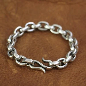 925 Sterling Silver Fish hook clasp Bracelet Biker Punk Jewellery TA141C - Picture 1 of 19