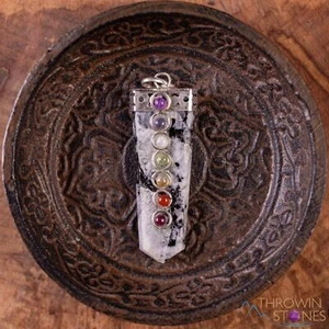 CHAKRA y Arco Iris PIEDRA LUNAR Colgante Punta Cristal, Joyería, Piedras, E1919 - Imagen 1 de 10