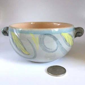 Vintage Denby Schale mit Griffen "Bauernware" Keramik blau Wirbel - Bild 1 von 4