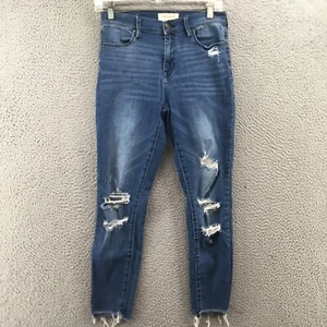 Pacsun Ankle Jegging Jeans Womens 26 (actual 28x25) Blue Denim Distressed Button - Picture 1 of 17