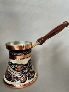 Turkish Copper Coffee Pot, Floral Hand-Carved Beauty, Large Size-420ml - Picture 1 of 11
