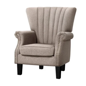 Artiss Armchair Lounge Chair Accent Chairs Armchairs Fabric Single Sofa Beige - Picture 1 of 8