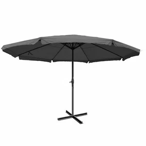 Alu-Sonnenschirm Carpi Pro, Marktschirm mit Volant Ø 5m, anthrazit, ohne Ständer - Bild 1 von 6