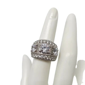 Sterling Silver SJD 925 Ring W/ Cubic Zirconia Stones Vintage Style 5.75 - Picture 1 of 7