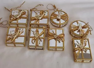 8 Ornamenti Natalizi Regali Specchiati Con Strumenti 2" Con Oro Made Taiwan - Foto 1 di 6