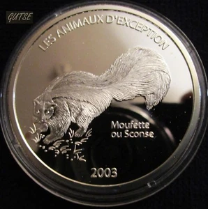 CONGO DEM. REP., 10 FRANCOS 2003, MOFETA, PLATA, PRUEBA. - Imagen 1 de 2