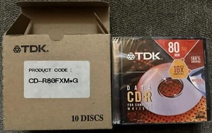 NEW SEALED TDK 80 Minute/700MB Data CD-R Slim Case 10-Pack IN BOX - Picture 1 of 5