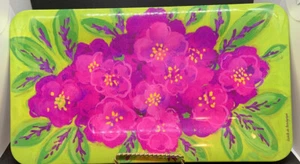 Bandeja de melamina Isabelle de Borchgrave vibrante estampado floral rosa púrpura verde - Imagen 1 de 5