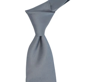 $250 NWOT Canali Satin Gray Solid Silk Neck Tie Italy 3.1W - Picture 1 of 4