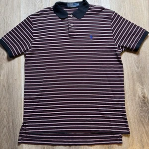 POLO RALPH LAUREN rot weiß schwarz gestreiftes kurzärmliges Poloshirt - 100 % Baumwolle Lg - Bild 1 von 8