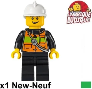 Lego Minifigure City Fireman Fire Radio Orange Vest Smile Cty0741 - Picture 1 of 1