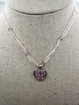 "Collar gargantilla Cookie Lee cinta rosa cristal corazón dije 14""" Foto 1 de 3