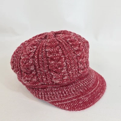 Free People Loui Sweater Cadet Hat Red Knit Cable Newsboy Cap One Size NWOT - Image 1 of 4