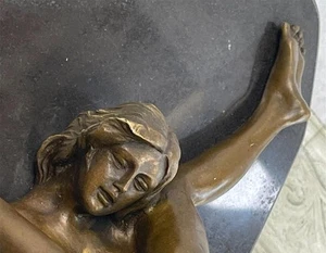 Nude Youthful Sexy Woman Bronze Sculpture Signed Original Erotic Art Deco Decor - Imagen 1 de 5