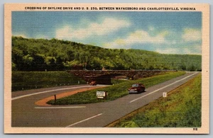 Postkarte Überquerung Skyline Drive und Us 250 zwischen Waynesboro Charlottesville - Bild 1 von 2