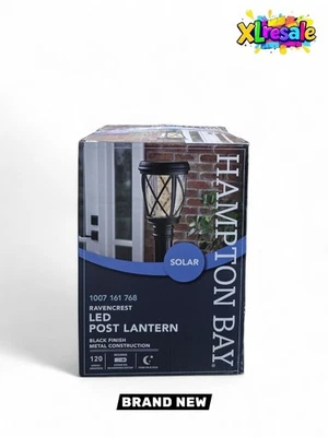 Hampton Bay Ravencrest 120 Lumens Black Outdoor Solar Post Lantern #1007161768 - Image 1 of 4