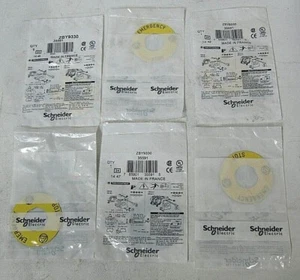 (LOT OF 6 NEW) Schneider Electric 60mm Emergency Stop Button Plates ZBY-9330 - Picture 1 of 4